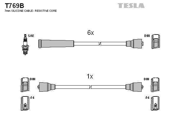 Комплект проводов зажигания   T769B   TESLA
