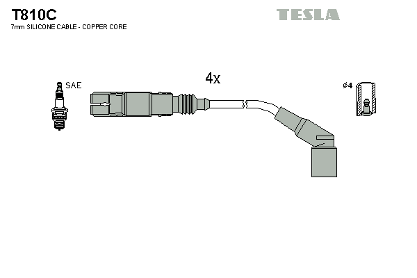 Комплект проводів високої напруги   T810C   TESLA