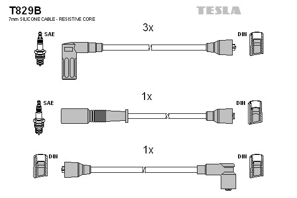 Комплект проводов зажигания   T829B   TESLA