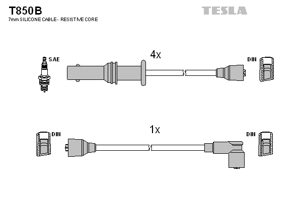 Комплект проводов зажигания   T850B   TESLA