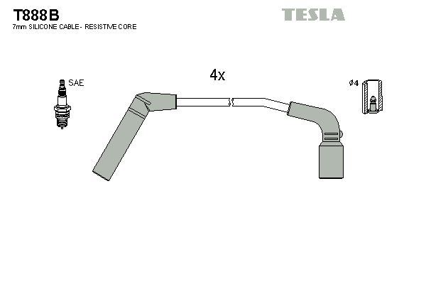 Комплект проводів високої напруги   T888B   TESLA