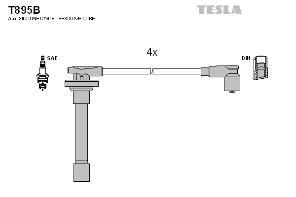 Комплект проводов зажигания   T895B   TESLA