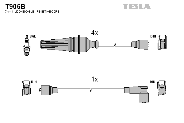 Комплект проводов зажигания   T906B   TESLA