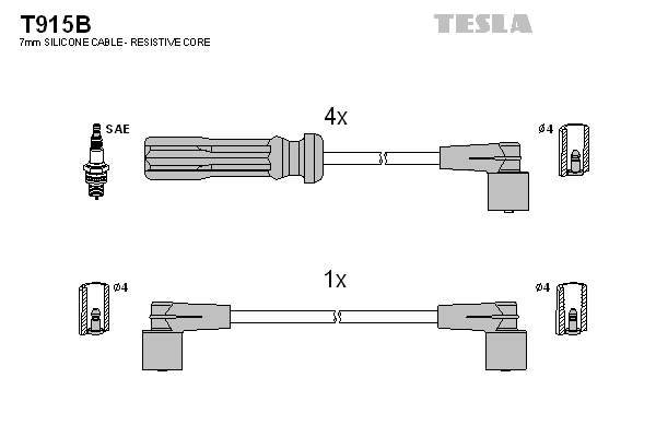 Комплект проводов зажигания   T915B   TESLA