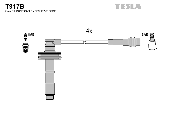 Комплект проводів високої напруги   T917B   TESLA