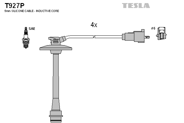 Комплект проводов зажигания   T927P   TESLA