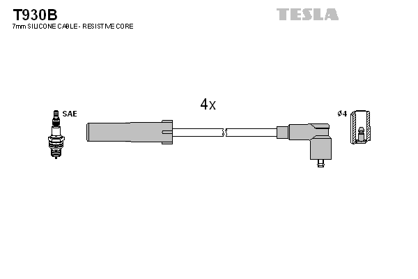 Комплект проводов зажигания   T930B   TESLA