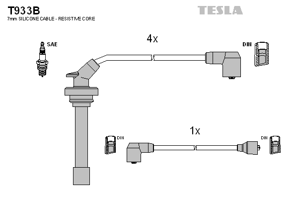 Комплект проводов зажигания   T933B   TESLA