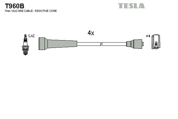 Комплект проводів високої напруги   T960B   TESLA