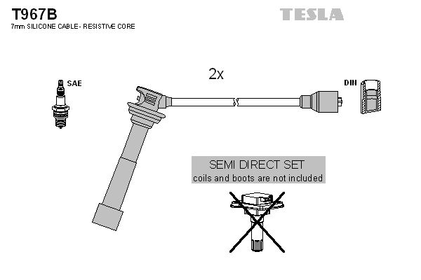 Комплект проводов зажигания   T967B   TESLA