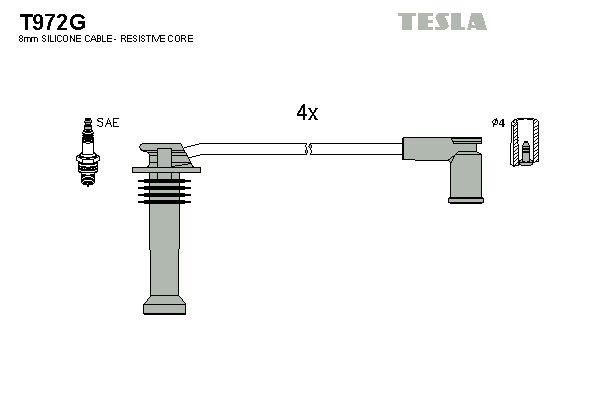 Комплект проводів високої напруги   T972G   TESLA