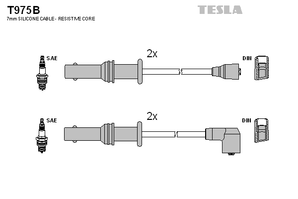 Комплект проводів високої напруги   T975B   TESLA