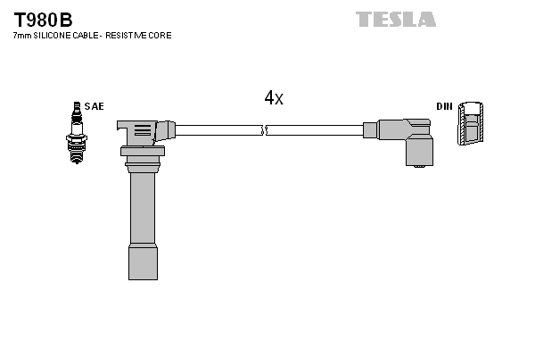 Комплект проводов зажигания   T980B   TESLA