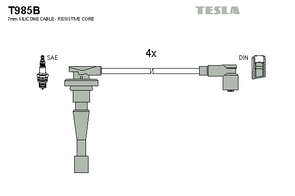 Комплект проводов зажигания   T985B   TESLA