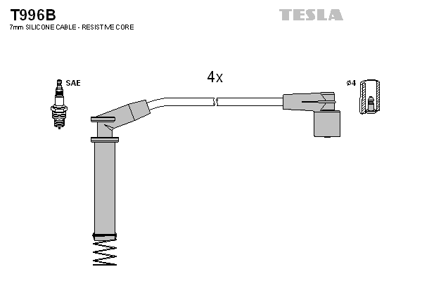 Комплект проводов зажигания   T996B   TESLA