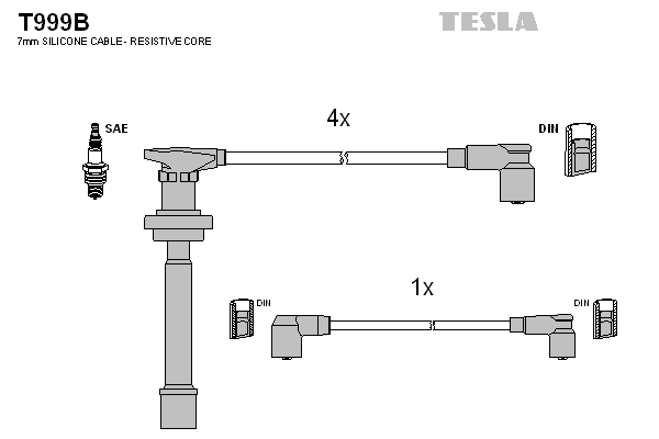 Комплект проводов зажигания   T999B   TESLA