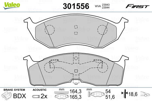 Комплект тормозных колодок, дисковый тормоз   301556   VALEO