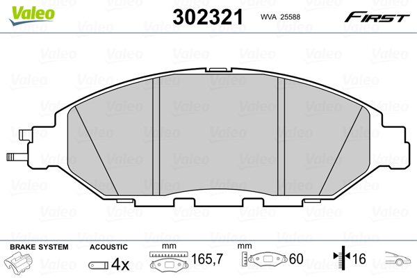 Комплект тормозных колодок, дисковый тормоз   302321   VALEO