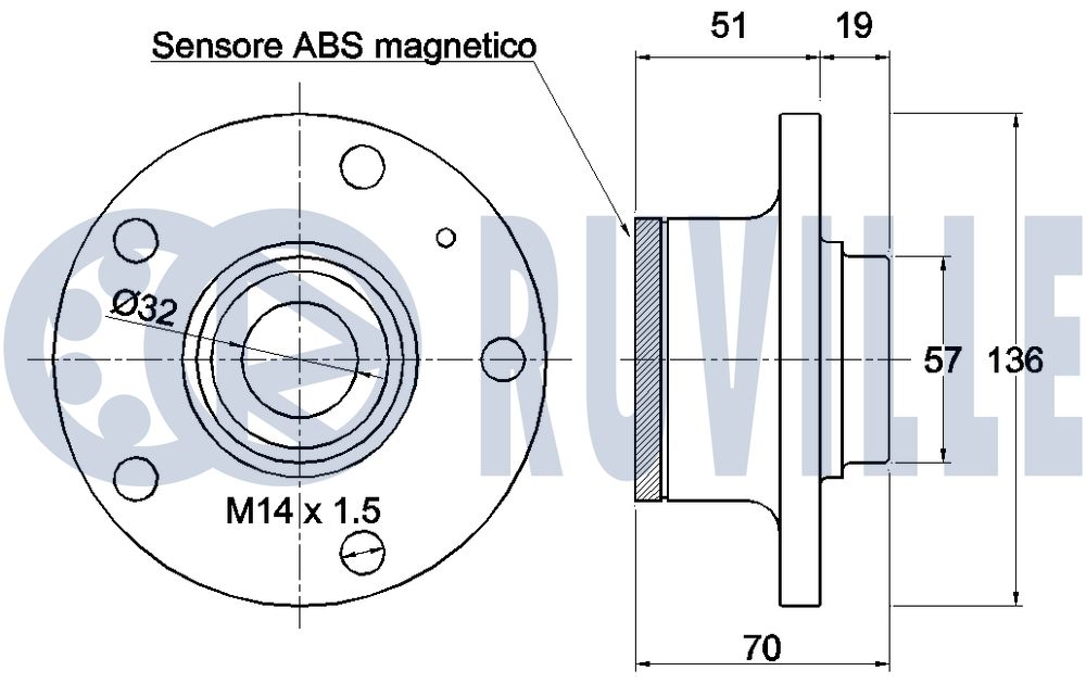 Комплект подшипника ступицы колеса 221101 RUVILLE #1