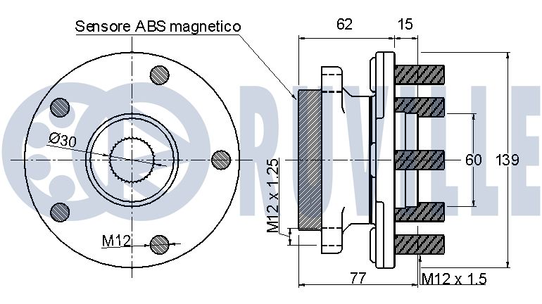 Комплект подшипника ступицы колеса 221257 RUVILLE #1