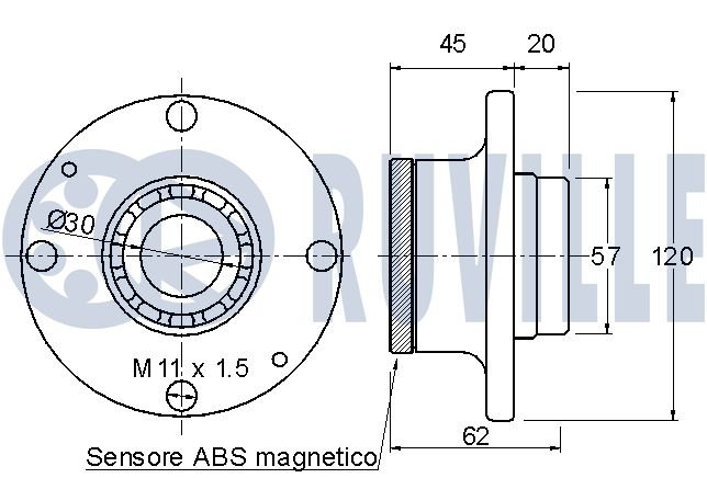 Комплект колісних підшипників 221266 RUVILLE #1
