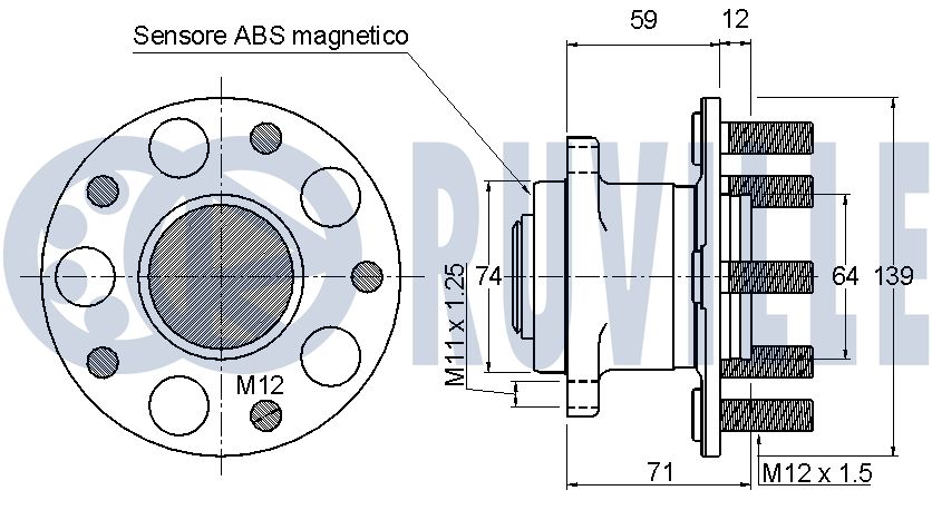 Комплект подшипника ступицы колеса 221376 RUVILLE #1