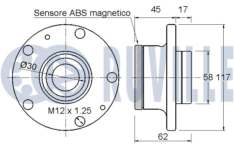 Комплект колісних підшипників 221557 RUVILLE #1