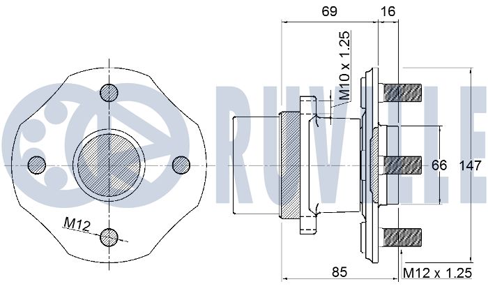 Комплект колісних підшипників 221902 RUVILLE #1