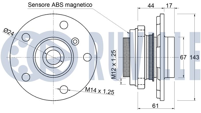 Комплект подшипника ступицы колеса 221908 RUVILLE #1