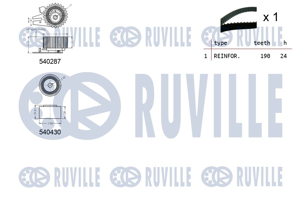 Комплект ремня ГРМ 550045 RUVILLE #1