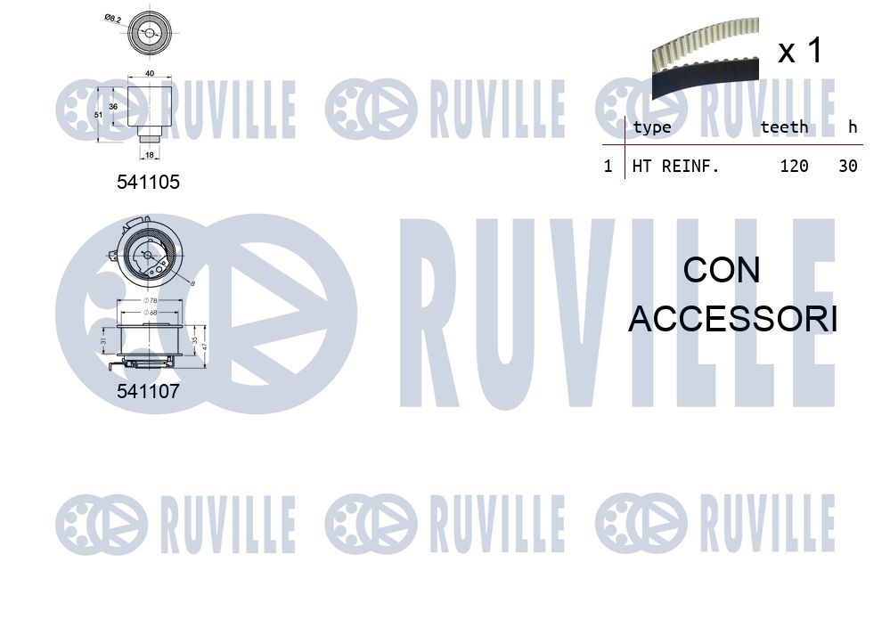 Комплект ремня ГРМ 550061 RUVILLE #1