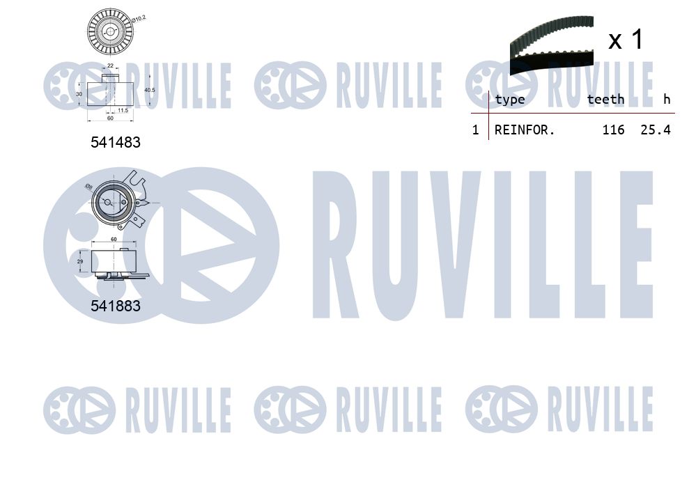 Комплект зубчастих ременів 550296 RUVILLE #1
