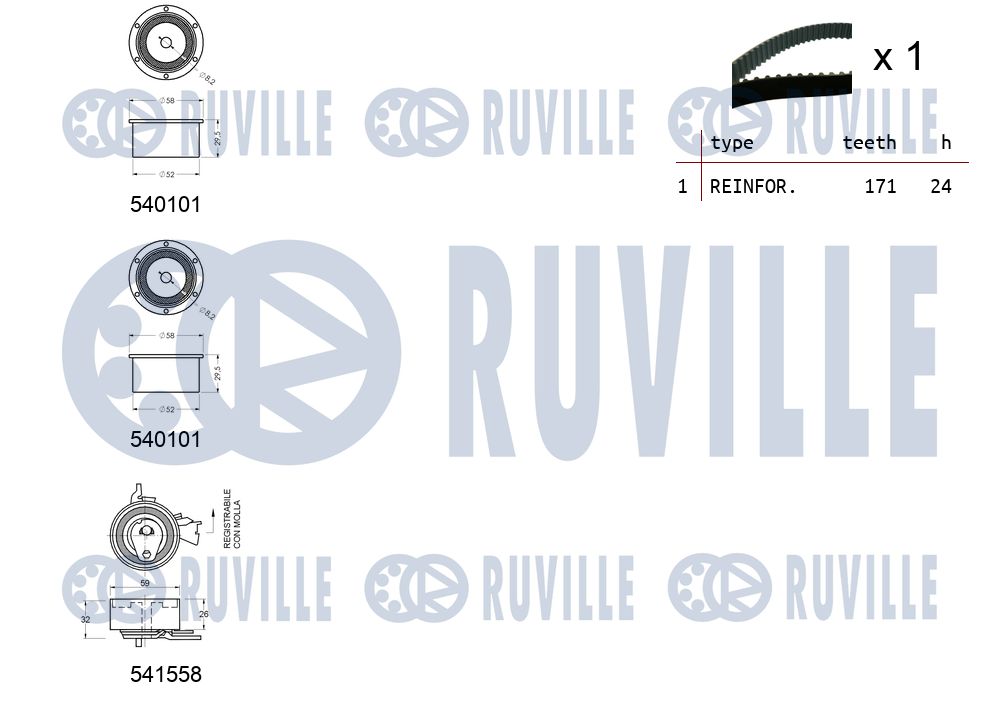 Комплект ремня ГРМ 550311 RUVILLE #1