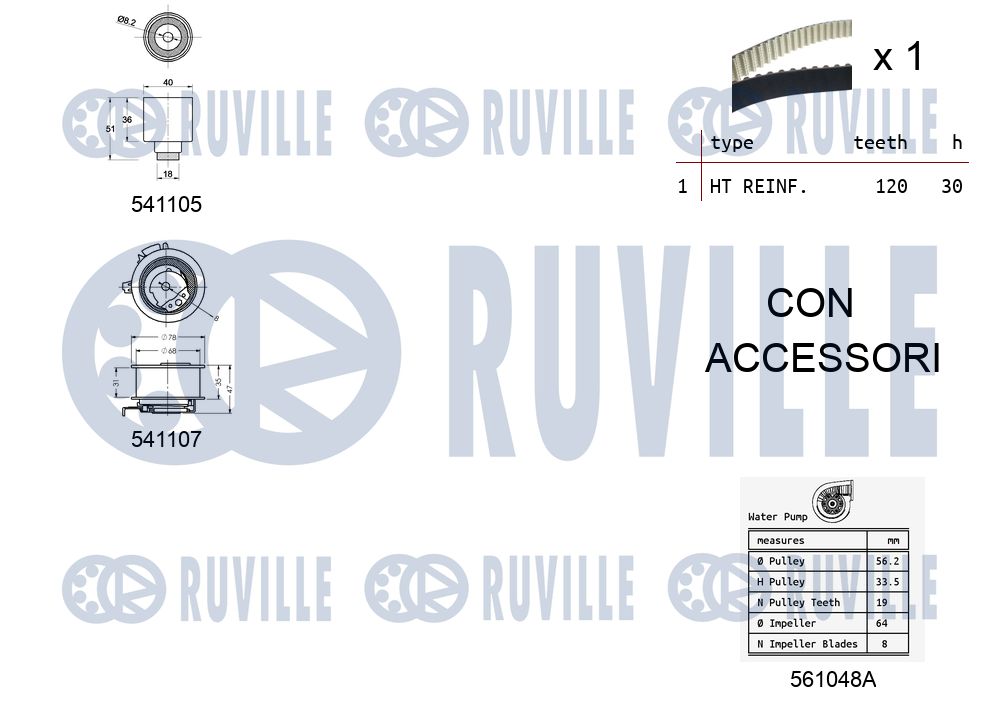 Водяний насос + зубчастий ремінь 5500611 RUVILLE #1