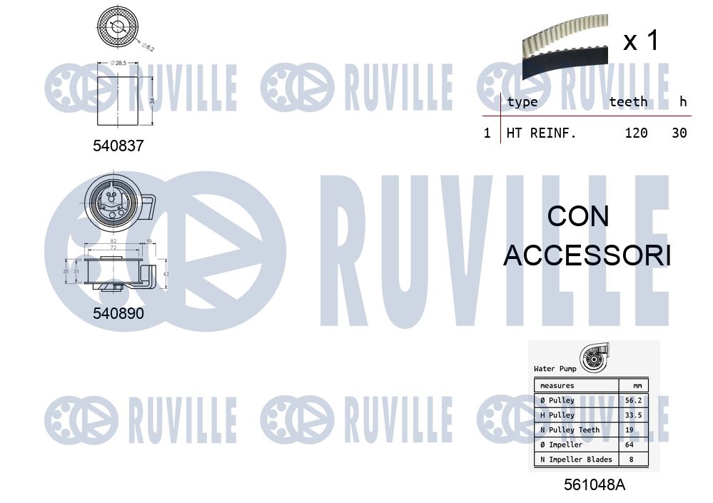 Водяной насос + комплект зубчатого ремня 5501371 RUVILLE #1