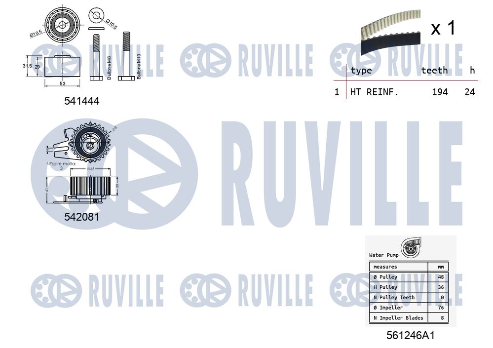 Водяной насос + комплект зубчатого ремня 5503031 RUVILLE #1