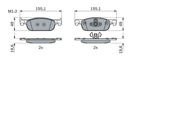 Комплект тормозных колодок, дисковый тормоз   0 986 424 021   BOSCH