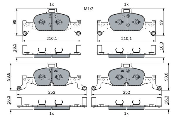 Комплект тормозных колодок, дисковый тормоз   0 986 424 432   BOSCH