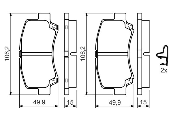 Комплект тормозных колодок, дисковый тормоз   0 986 424 626   BOSCH