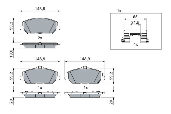 Комплект тормозных колодок, дисковый тормоз   0 986 424 862   BOSCH