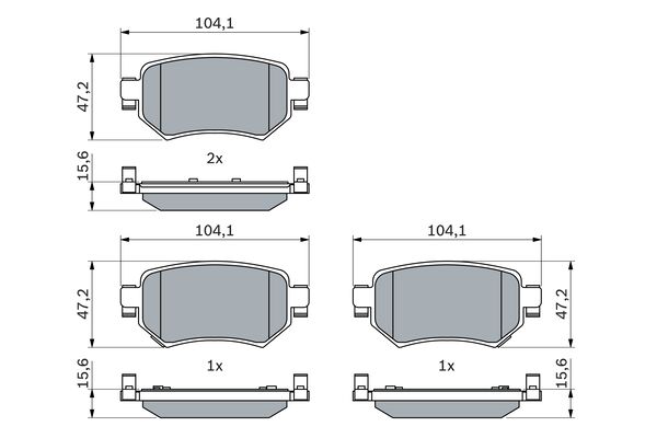 Комплект гальмівних накладок, дискове гальмо   0 986 460 010   BOSCH