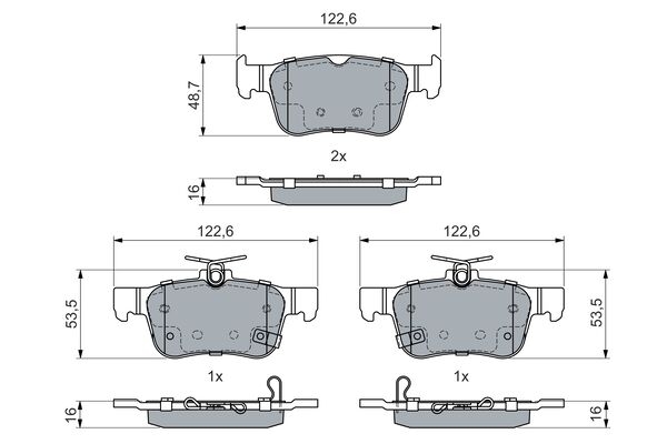 Комплект гальмівних накладок, дискове гальмо   0 986 460 019   BOSCH