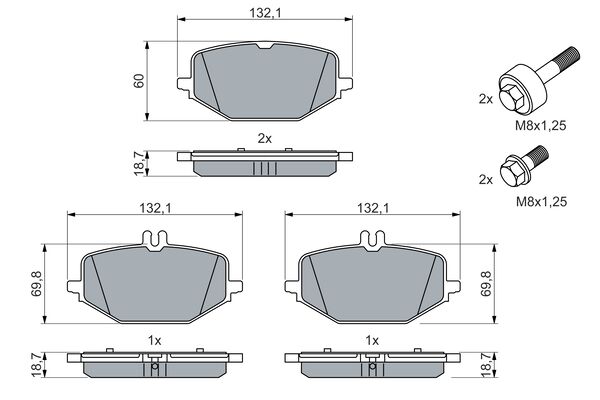 Комплект тормозных колодок, дисковый тормоз   0 986 460 023   BOSCH