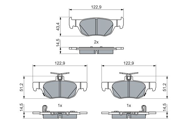 Комплект тормозных колодок, дисковый тормоз   0 986 460 027   BOSCH