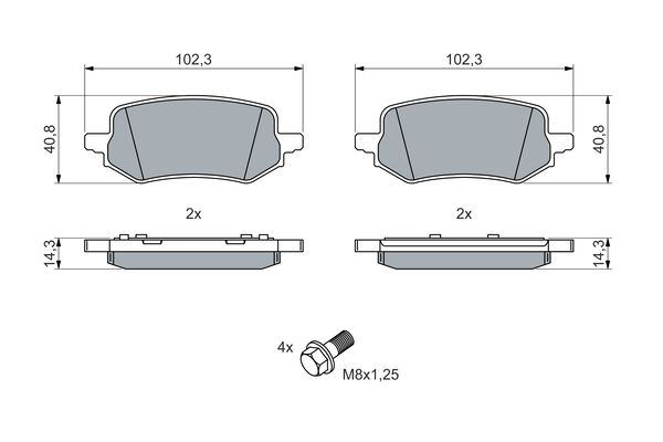 Комплект тормозных колодок, дисковый тормоз   0 986 460 049   BOSCH