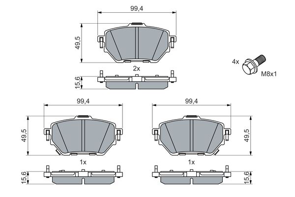 Комплект тормозных колодок, дисковый тормоз   0 986 460 066   BOSCH