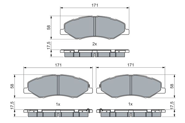 Комплект гальмівних накладок, дискове гальмо   0 986 460 068   BOSCH