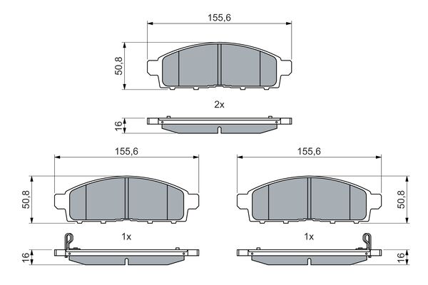 Комплект гальмівних накладок, дискове гальмо   0 986 460 069   BOSCH