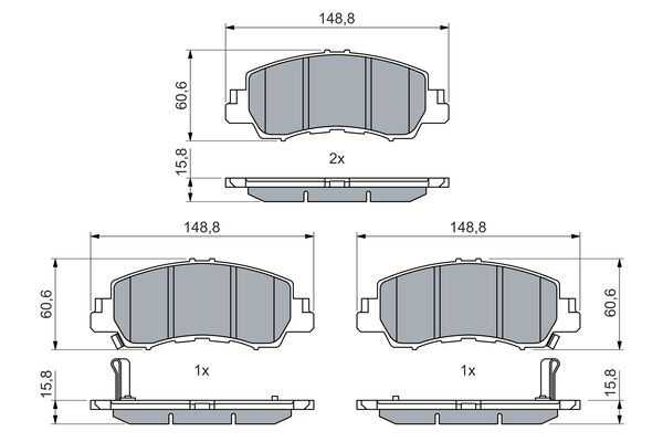 Комплект гальмівних накладок, дискове гальмо   0 986 460 070   BOSCH