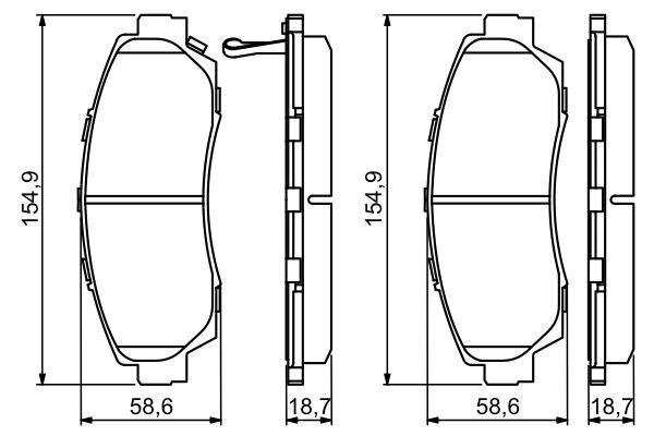 Комплект гальмівних накладок, дискове гальмо 0 986 494 308 BOSCH #4